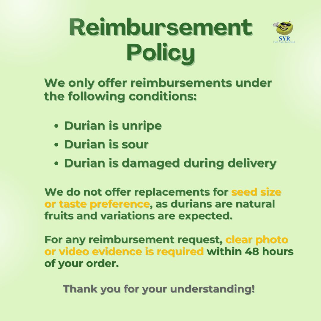 SYR Durian Delivery Reimbursement